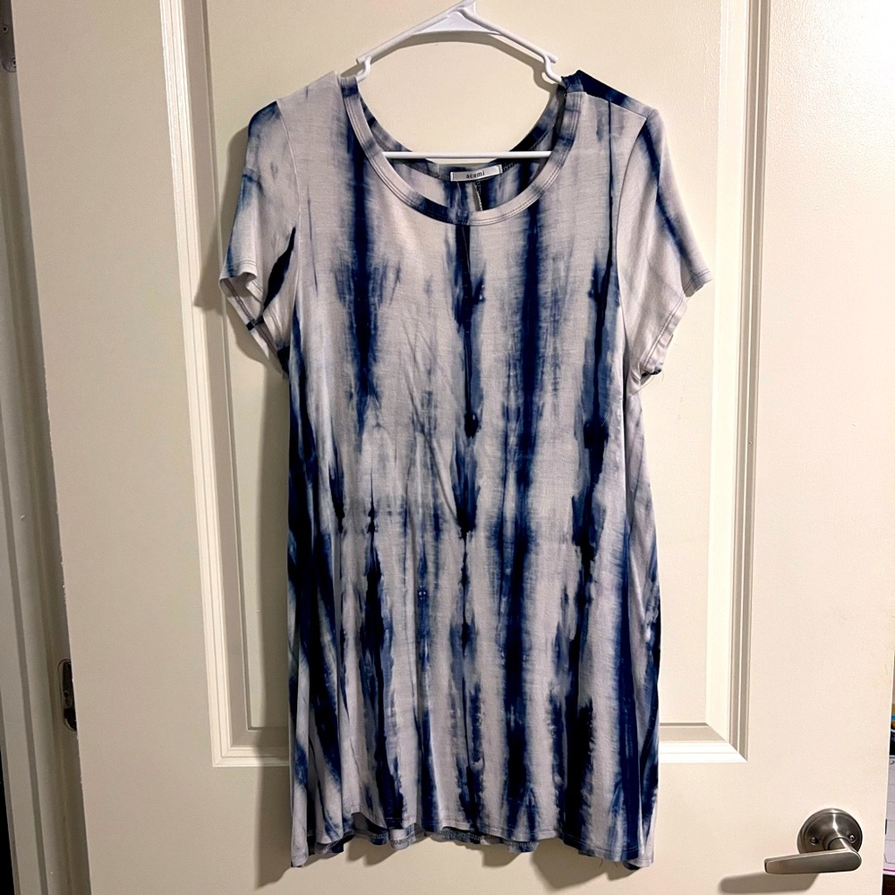 Blue Tie-Dye Dress